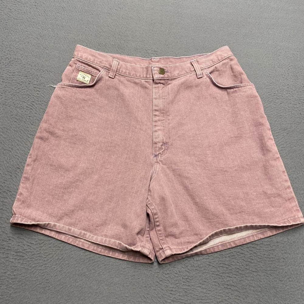 VTG Wrangler Shorts Womens 16 Pink Bermuda Denim 100% Cotton Made USA Relaxed